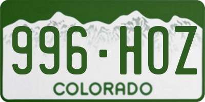 CO license plate 996HOZ