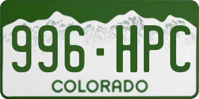 CO license plate 996HPC
