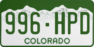 CO license plate 996HPD