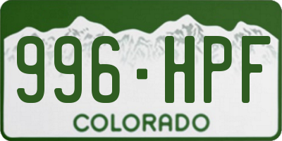 CO license plate 996HPF