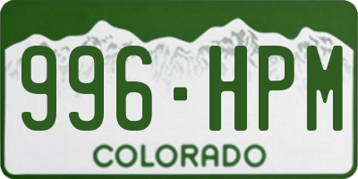 CO license plate 996HPM