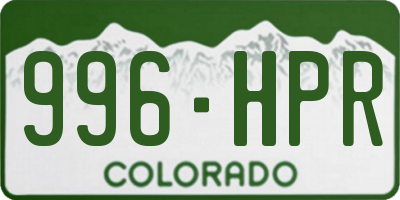 CO license plate 996HPR