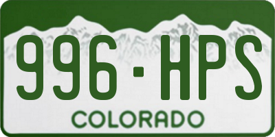 CO license plate 996HPS