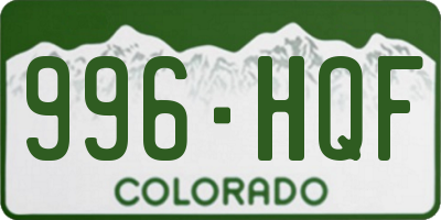 CO license plate 996HQF