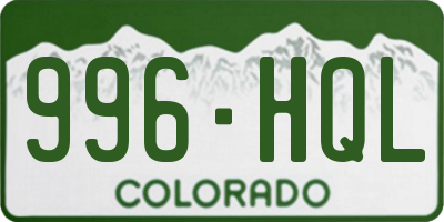 CO license plate 996HQL