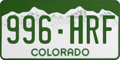 CO license plate 996HRF