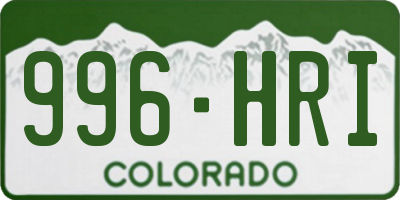 CO license plate 996HRI