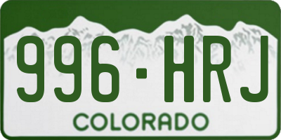 CO license plate 996HRJ