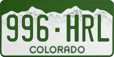 CO license plate 996HRL