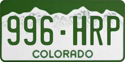 CO license plate 996HRP