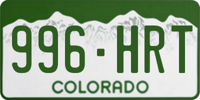 CO license plate 996HRT