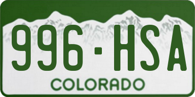 CO license plate 996HSA