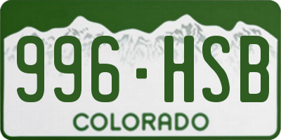 CO license plate 996HSB