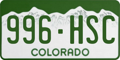 CO license plate 996HSC