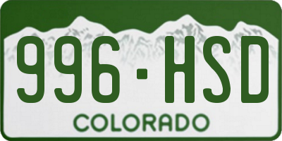 CO license plate 996HSD