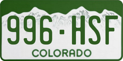 CO license plate 996HSF