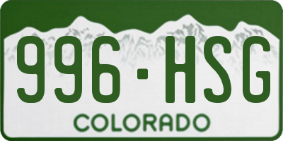 CO license plate 996HSG