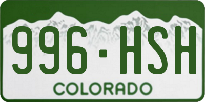 CO license plate 996HSH