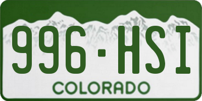 CO license plate 996HSI