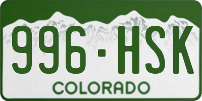 CO license plate 996HSK