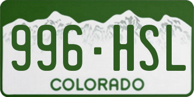 CO license plate 996HSL