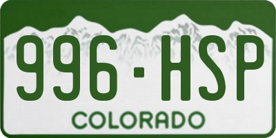 CO license plate 996HSP
