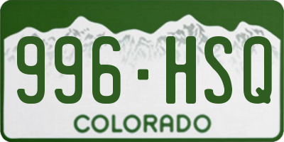 CO license plate 996HSQ