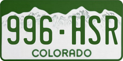 CO license plate 996HSR