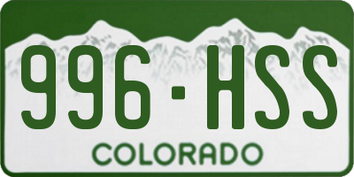 CO license plate 996HSS