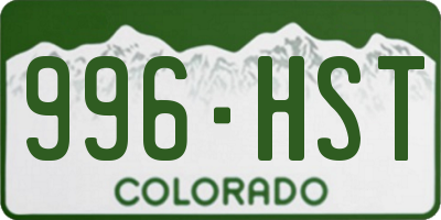 CO license plate 996HST