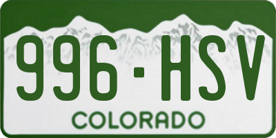 CO license plate 996HSV