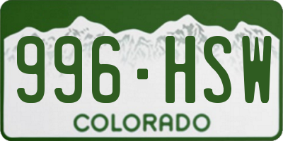 CO license plate 996HSW
