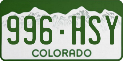 CO license plate 996HSY