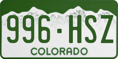 CO license plate 996HSZ