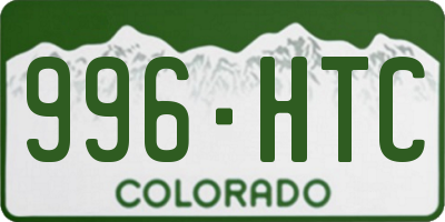 CO license plate 996HTC