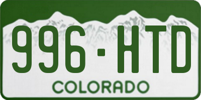 CO license plate 996HTD
