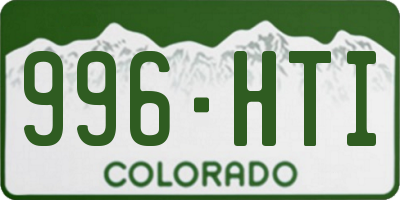 CO license plate 996HTI