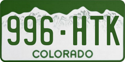 CO license plate 996HTK