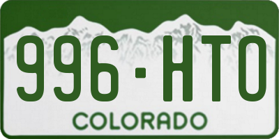 CO license plate 996HTO