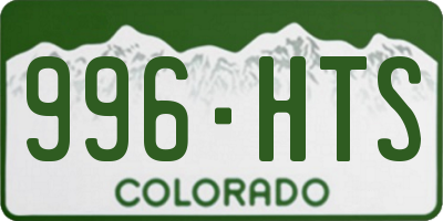 CO license plate 996HTS