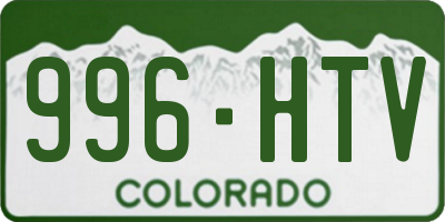CO license plate 996HTV