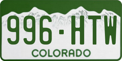 CO license plate 996HTW