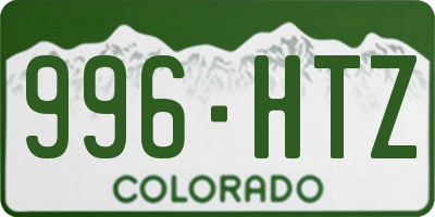 CO license plate 996HTZ