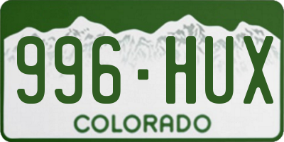 CO license plate 996HUX