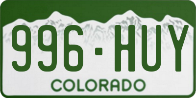 CO license plate 996HUY