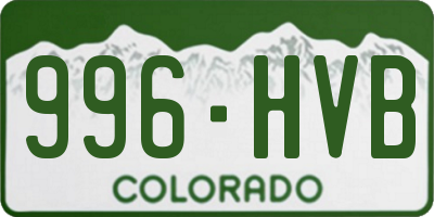 CO license plate 996HVB