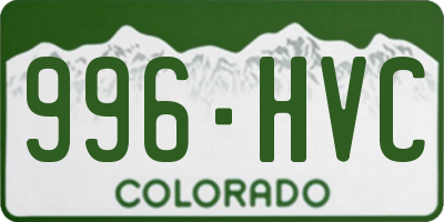 CO license plate 996HVC
