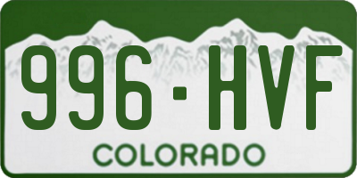 CO license plate 996HVF