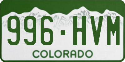 CO license plate 996HVM
