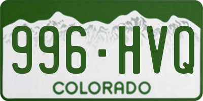 CO license plate 996HVQ